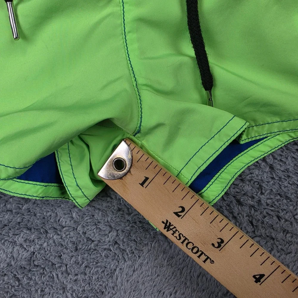 Diesel Swim Trunks Mens S Neon Green Blue Logo Drawstring Beachwear 2